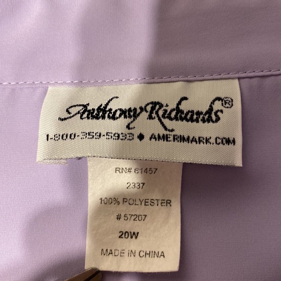e Anthony Richard’s solid purple long sleeve button up plus size blouse 👚 20W - Picture 4 of 4